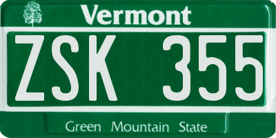 VT license plate ZSK355