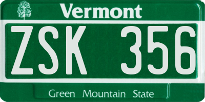 VT license plate ZSK356