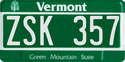 VT license plate ZSK357