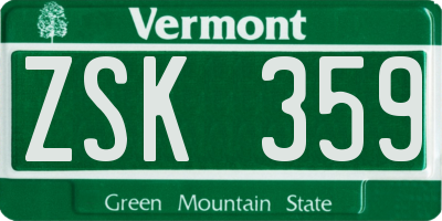 VT license plate ZSK359