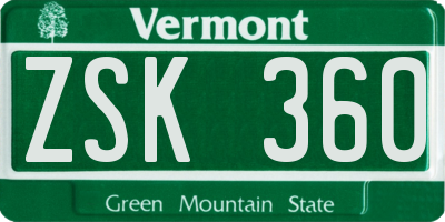 VT license plate ZSK360