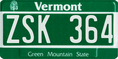 VT license plate ZSK364