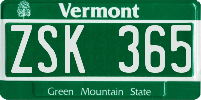 VT license plate ZSK365