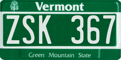 VT license plate ZSK367