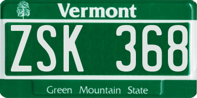 VT license plate ZSK368