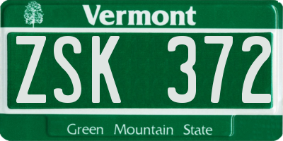VT license plate ZSK372