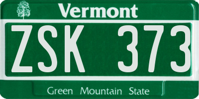 VT license plate ZSK373