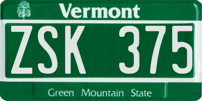VT license plate ZSK375
