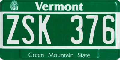 VT license plate ZSK376