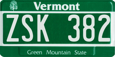 VT license plate ZSK382