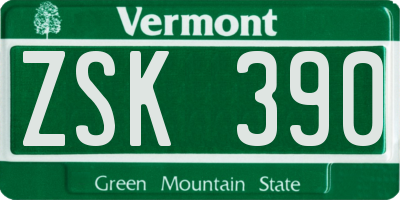 VT license plate ZSK390