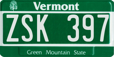 VT license plate ZSK397