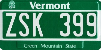VT license plate ZSK399