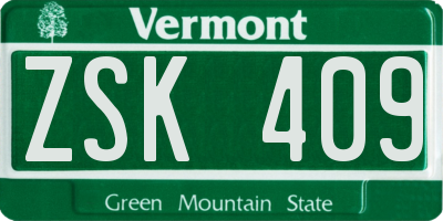 VT license plate ZSK409