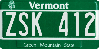 VT license plate ZSK412