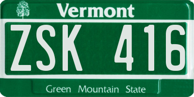 VT license plate ZSK416