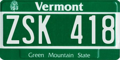VT license plate ZSK418