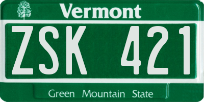 VT license plate ZSK421