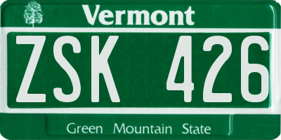 VT license plate ZSK426