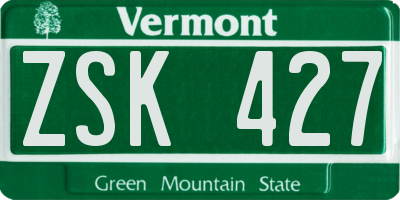 VT license plate ZSK427