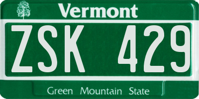 VT license plate ZSK429