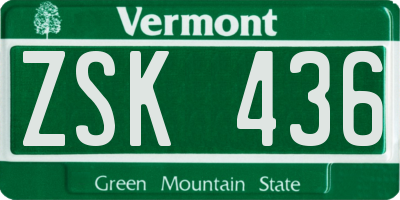 VT license plate ZSK436