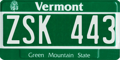 VT license plate ZSK443