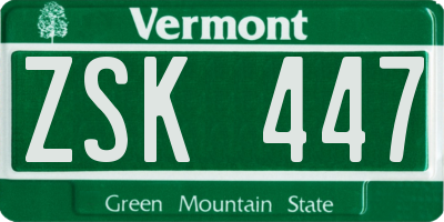 VT license plate ZSK447