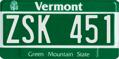 VT license plate ZSK451