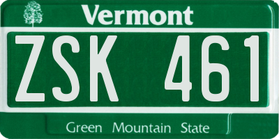 VT license plate ZSK461