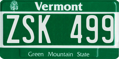 VT license plate ZSK499