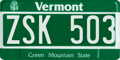 VT license plate ZSK503