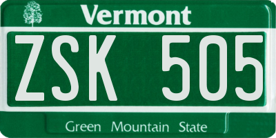 VT license plate ZSK505