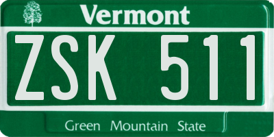 VT license plate ZSK511