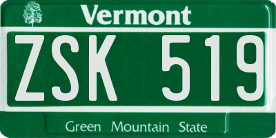 VT license plate ZSK519