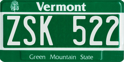 VT license plate ZSK522
