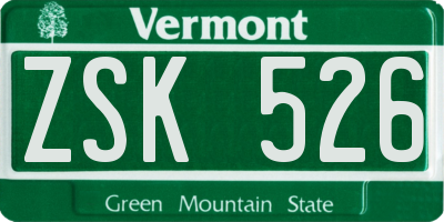 VT license plate ZSK526