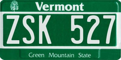 VT license plate ZSK527