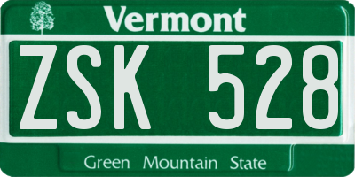VT license plate ZSK528