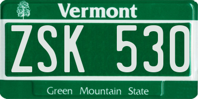 VT license plate ZSK530