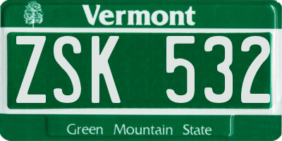 VT license plate ZSK532