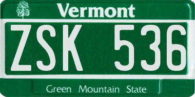 VT license plate ZSK536