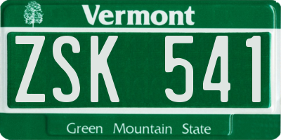 VT license plate ZSK541
