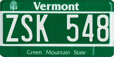 VT license plate ZSK548