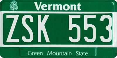 VT license plate ZSK553