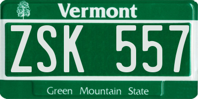 VT license plate ZSK557