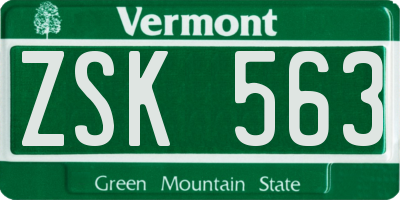 VT license plate ZSK563