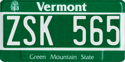 VT license plate ZSK565