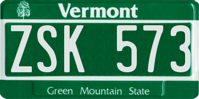VT license plate ZSK573