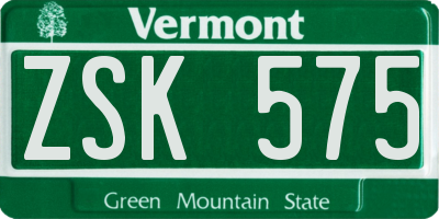 VT license plate ZSK575